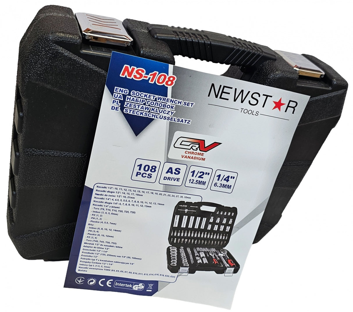 TOOL SET | CR-V | 72Z | 6.3 MM (1/4") + 12.5 MM (1/2") | 108 PCS. (SK108)