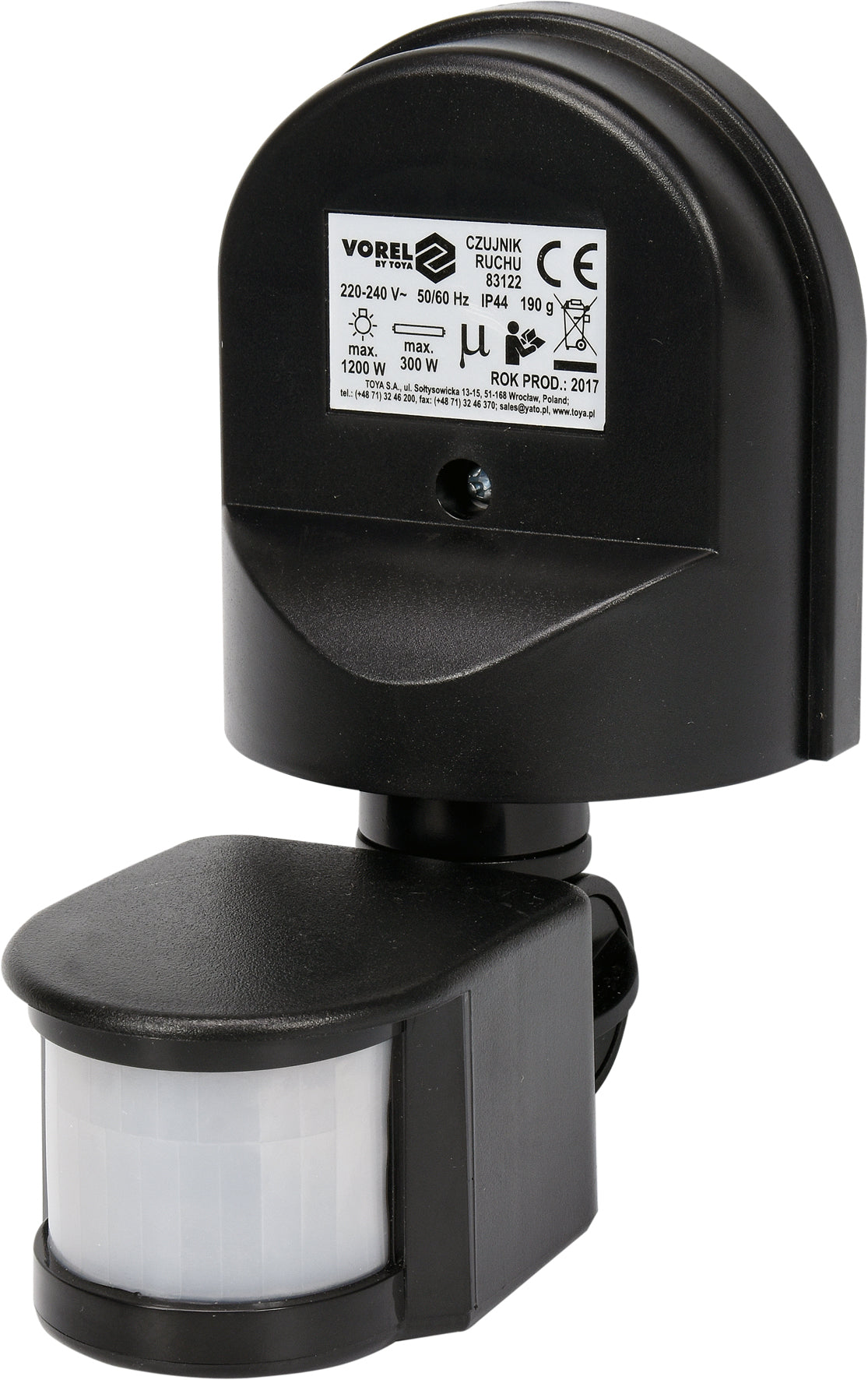 MOTION SENSOR PIR IP44 BLACK (83122)