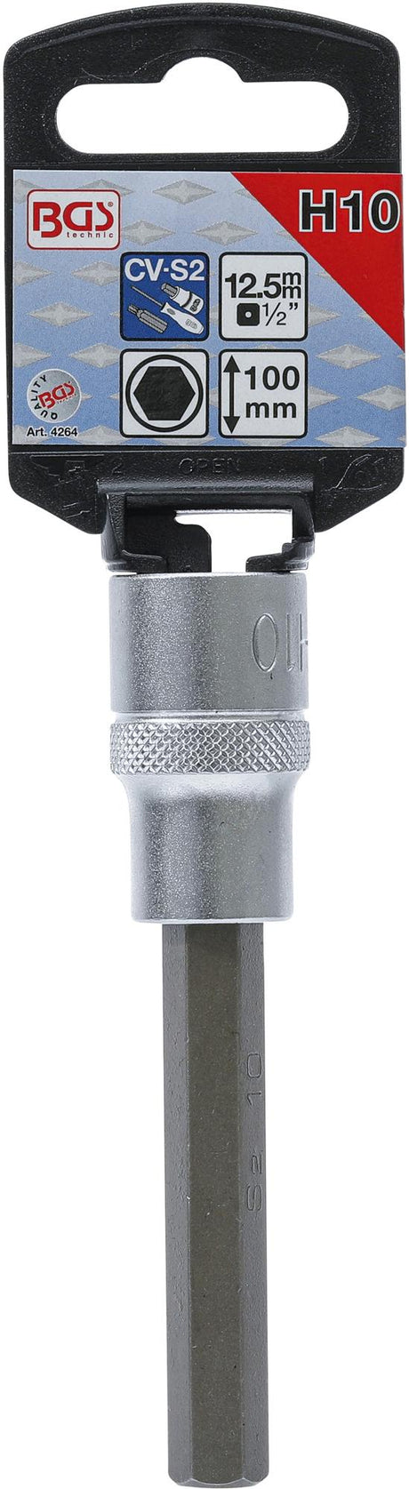 BIT SOCKET | LENGTH 100 MM | 12.5 MM (1/2") DRIVE | INTERNAL HEXAGON 10 MM (4264)