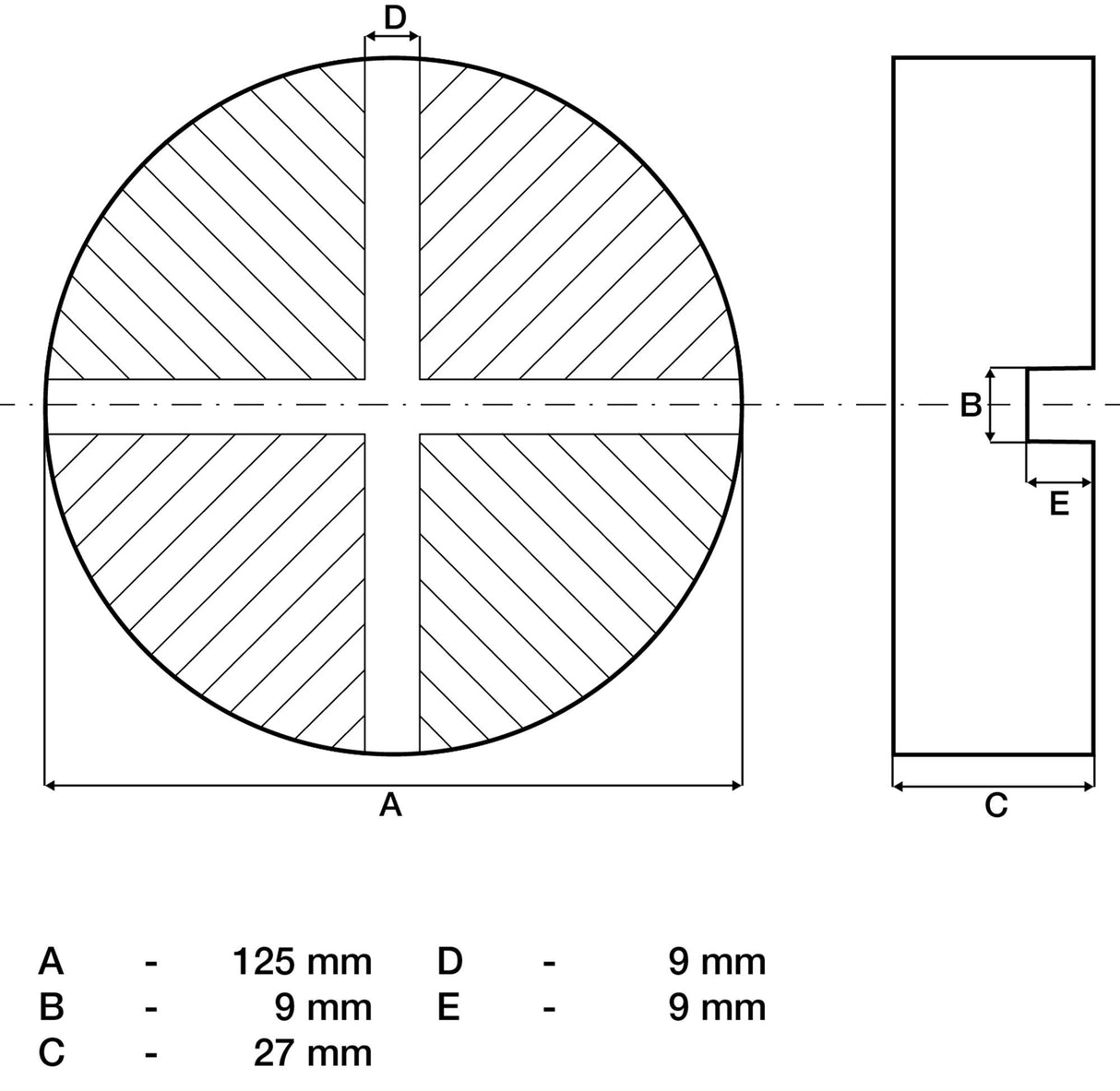 RUBBER PAD | FOR FLOOR JACK | 125 X 27 MM (72111)