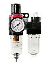 AIR FILTER / OIL BLOCK WITH PRESSURE REGULATOR AND PRESSURE GAUGE | 1/4" (LG-08)