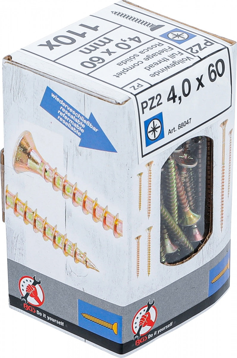 MULTI-PURPOSE SCREWS | CROSS SLOT PZ2 | 4.0 X 60 MM | 110 PCS. (88047)