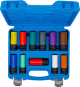 PROTECTIVE IMPACT SOCKET SET | 12.5 MM (1/2") DRIVE | 15 - 27 MM AND SPECIAL WHEEL NUTS | 11 PCS. (74254)