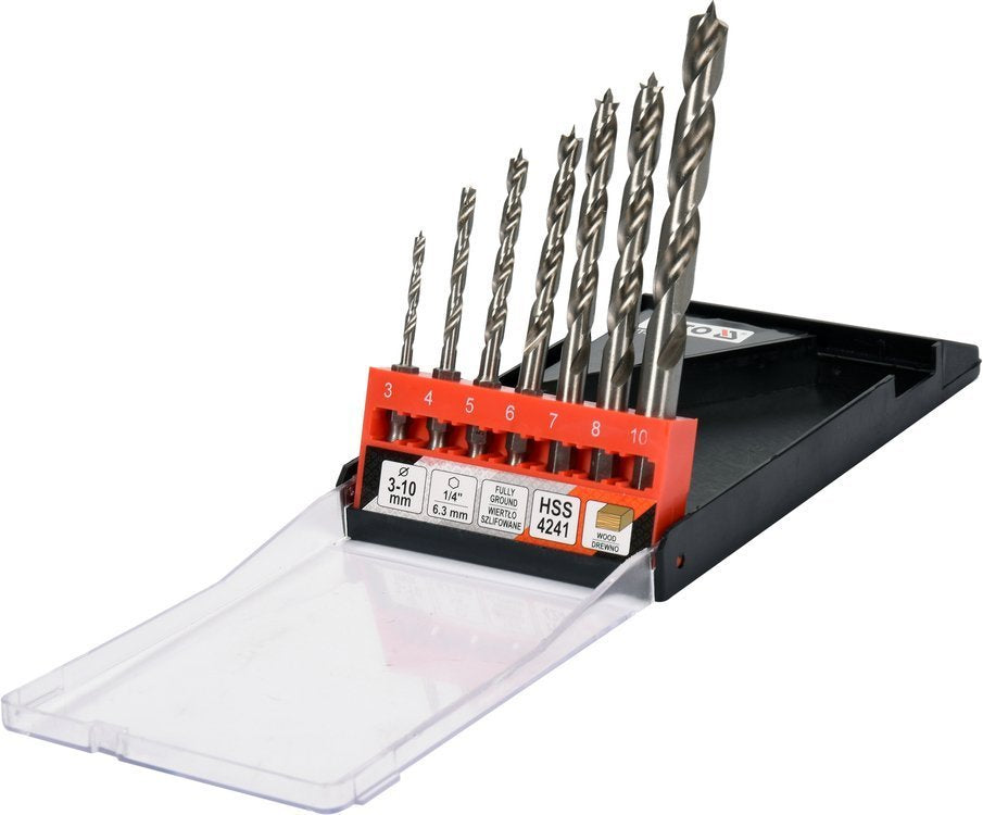 SPUR WOOD DRILL SET 3-10MM 7PCS HEX (YT-33873)