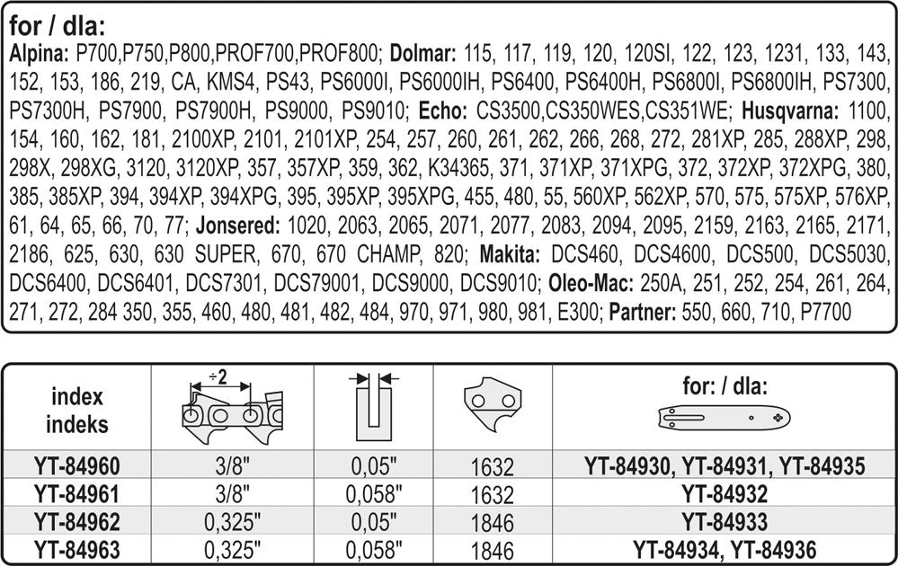 CHAIN ROLL 38/" 0,058" (YT-84961)