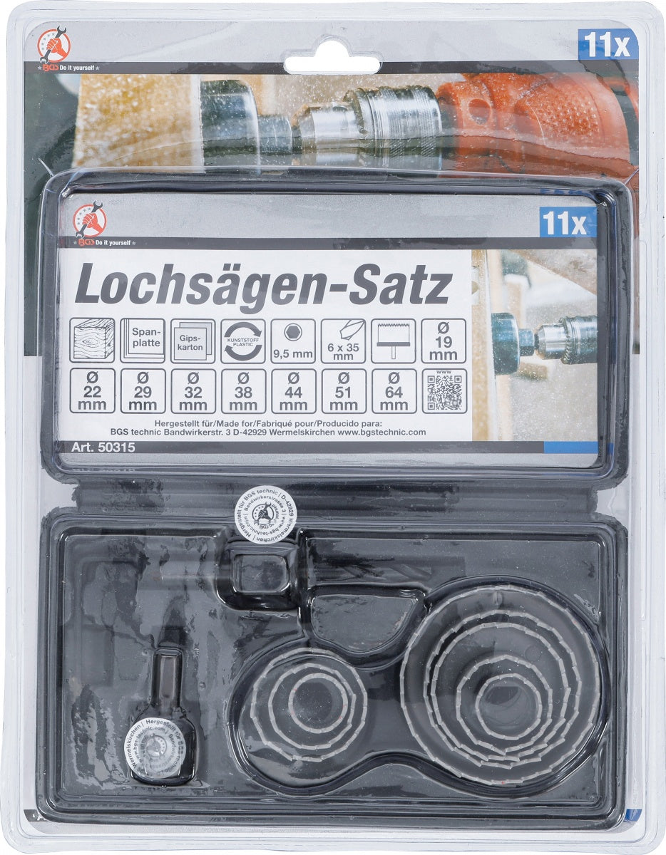 HOLE SAW SET | Ø 19 - 64 MM | DEPTH 24 MM | 11 PCS. (50315)