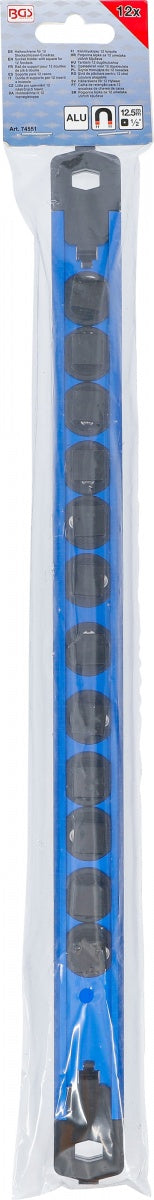 SOCKET HOLDER WITH SQUARE FOR 12 SOCKETS | MAGNETIC | FOR 12.5 MM (1/2") DRIVE (74551)