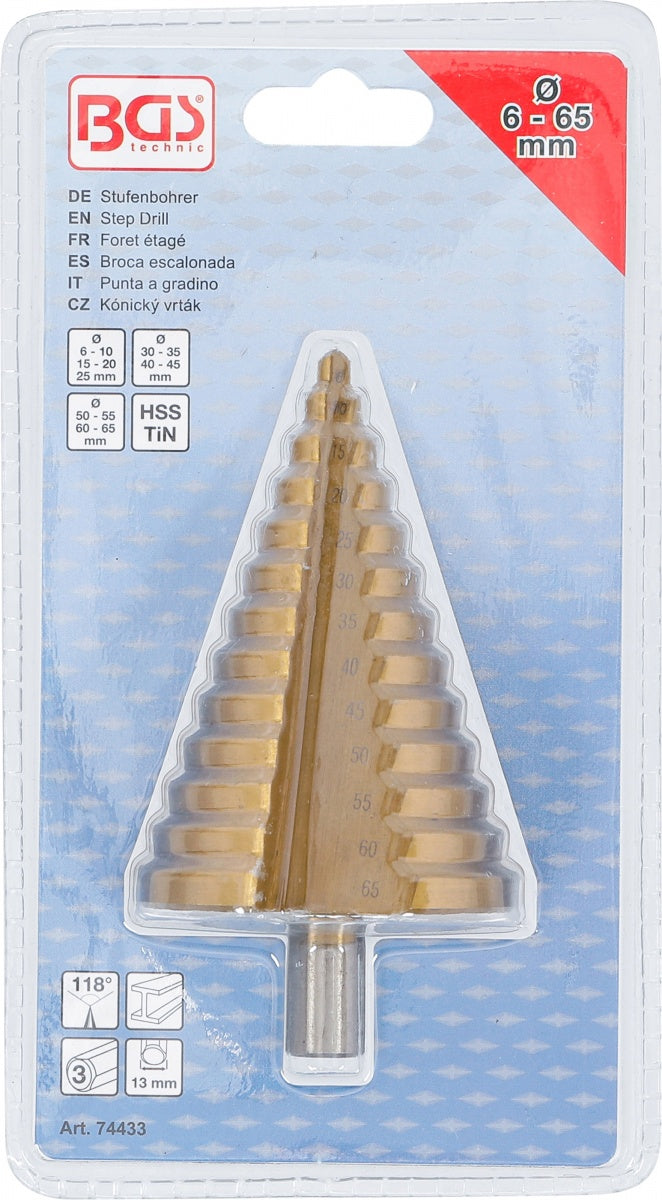 STEP DRILL | TITANIUM-NITRIDED | Ø 6 - 65 MM (74433)