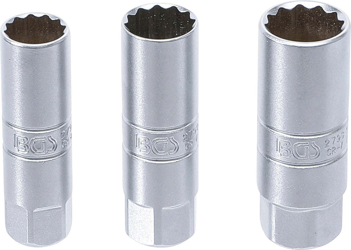 SPARK PLUG SOCKET SET 12-POINT | 10 MM (3/8") DRIVE | 14 - 16 - 18 MM | 3 PCS. (6858)