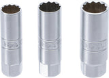 SPARK PLUG SOCKET SET 12-POINT | 10 MM (3/8") DRIVE | 14 - 16 - 18 MM | 3 PCS. (6858)