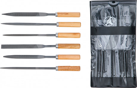 KEY FILE SET | WOODEN HANDLE | 100 MM | 6 PCS. (50201)