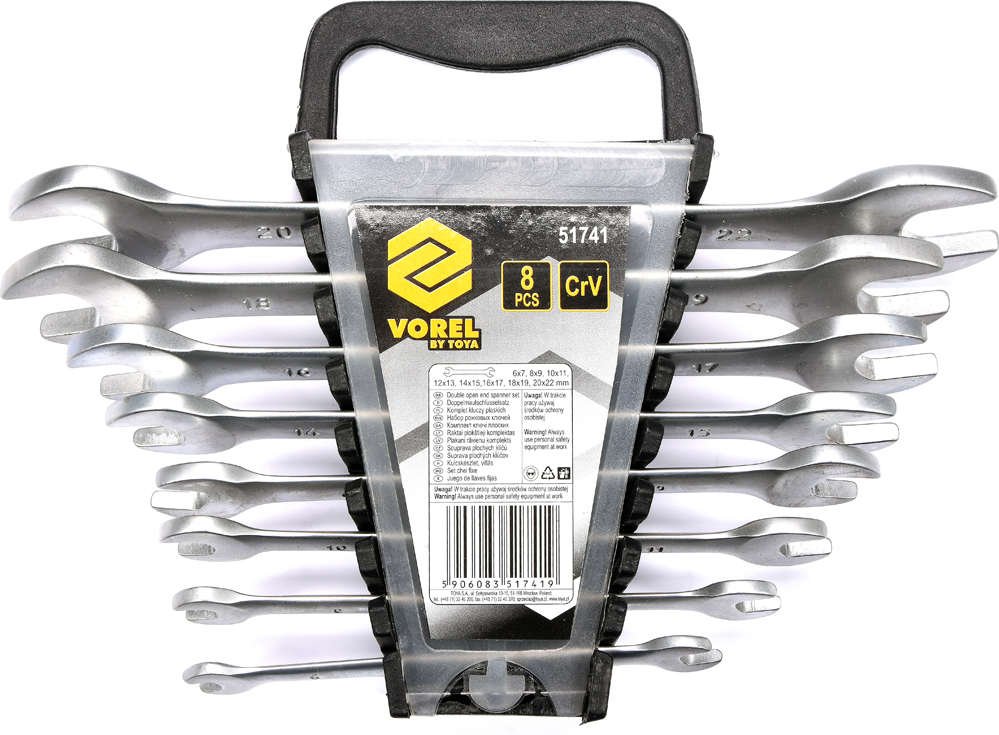 DOUBLE OPEN END SPANNERS 8PCS 6-22 SATIN (51741)