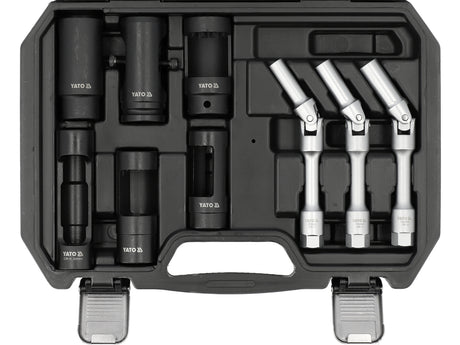 DIESEL INJECTION SOCKET AND JOINTED GLOW PLUG SOCKET SET 1/2", 3/8" 9PCS (YT-05349)