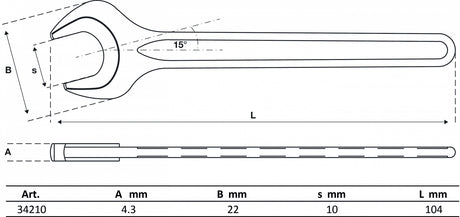 SINGLE OPEN END SPANNER | DIN 894 | 10 MM (34210)