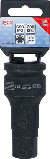 IMPACT BIT SOCKET | LENGTH 100 MM | 20 MM (3/4") DRIVE | INTERNAL HEXAGON 24 MM (6185-H24)