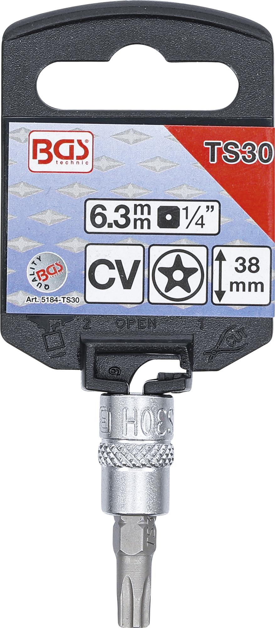 BIT SOCKET | 6.3 MM (1/4") DRIVE | T-STAR TAMPERPROOF (FOR TORX) TS30 (5184-TS30)