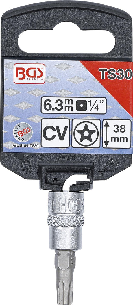 Ruuvikärki 1/4" hylsyyn presoitu kuusiokolo TS30x38mm (5184-TS30)