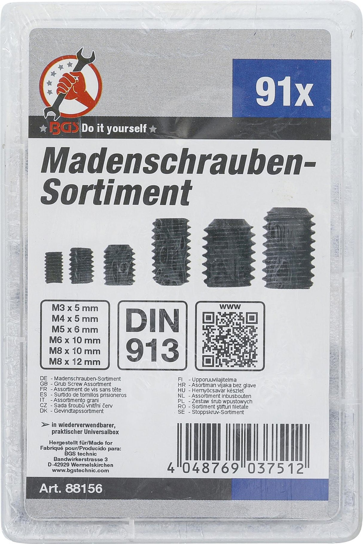 GRUB SCREW ASSORTMENT | 91 PCS. (88156)