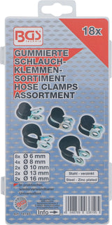 HOSE CLAMP ASSORTMENT, RUBBERIZED | Ø 6 - 16 MM | 18 PCS. (14145)