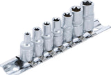 SOCKET SET, E-TYPE | 6.3 MM (1/4") DRIVE | E4 - E11 | 7 PCS. (6402)