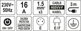 POWER STRIP W. GROUND 4S 3M (72354)