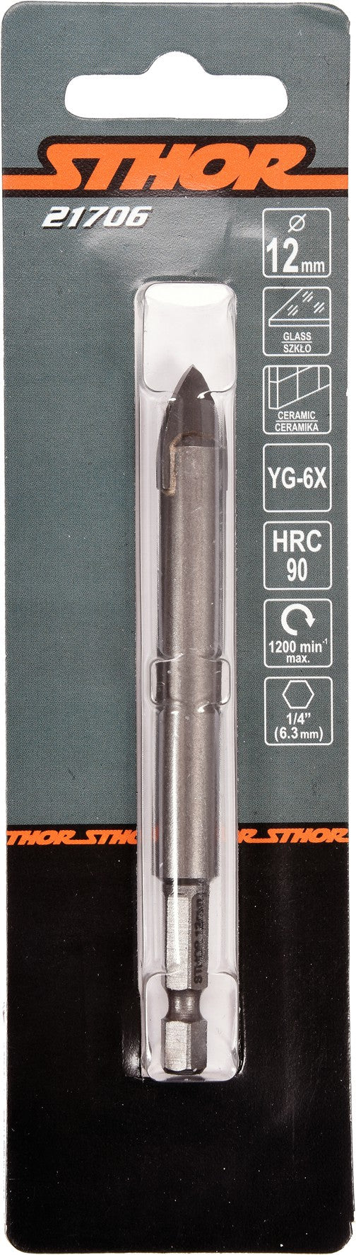 GLASS AND TILE DRILL WITH HEX SHANK 12MM (21706)
