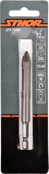 GLASS AND TILE DRILL WITH HEX SHANK 12MM (21706)