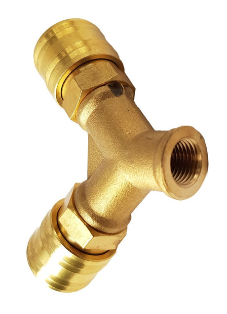 BRASS AIR CONNECTOR Y-TYPE | 1/4" FEMALE THREAD (AH12022)