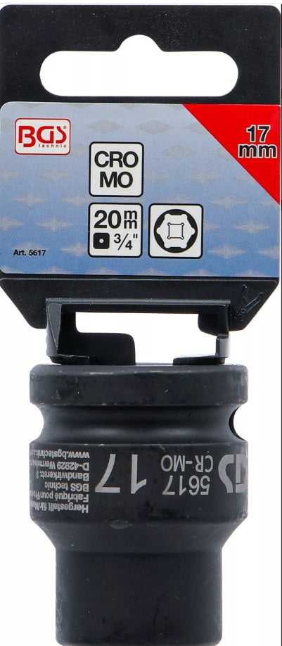 IMPACT SOCKET, HEXAGON | 20 MM (3/4") DRIVE | 17 MM (5617)