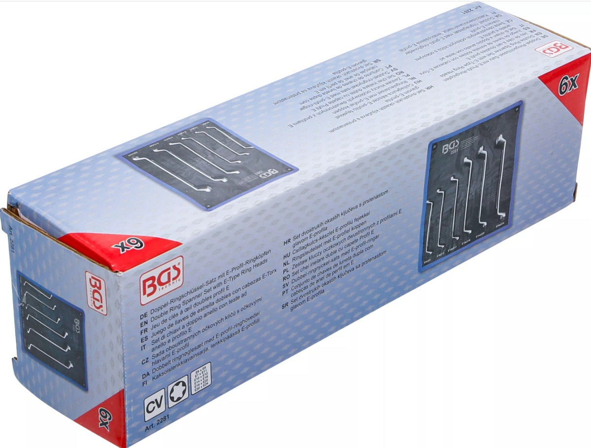 DOUBLE RING SPANNER SET WITH E-TYPE RING HEADS | OFFSET | E6 - E24 | 6 PCS. (2281)