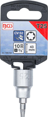 SCREW EXTRACTOR BIT SOCKET | 10 MM (3/8") DRIVE | FOR DAMAGED T-STAR (FOR TORX) T25 (7098-T25)