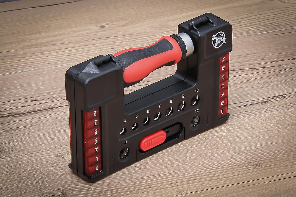 BIT / SOCKET SET | WITH RATCHET SPINNER HANDLE FOR BITS, REVERSIBLE | 38 PCS. (20138)