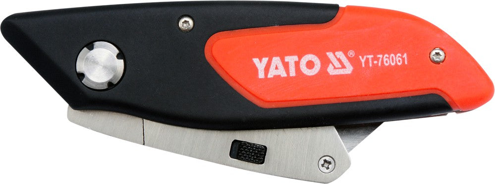 UTILITY KNIFE WITH TRAPEZOIDAL BLADES, RUBBERIZED (YT-76061)