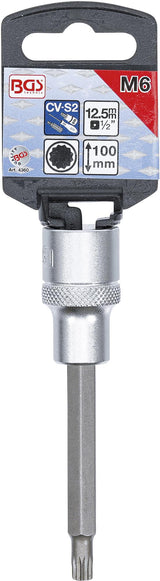 BIT SOCKET | LENGTH 100 MM | 12.5 MM (1/2") DRIVE | SPLINE (FOR XZN) | M6 (4360)