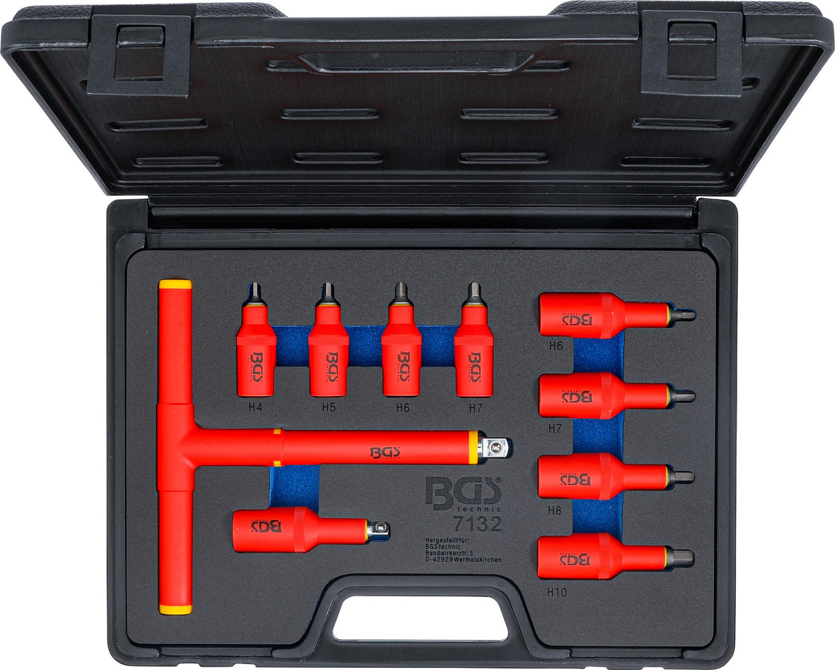 VDE BIT SOCKET SET | 10 MM (3/8") / 12.5 MM (1/2") DRIVE |INTERNAL HEXAGON 4 - 10 MM | 10 PCS. (7132)