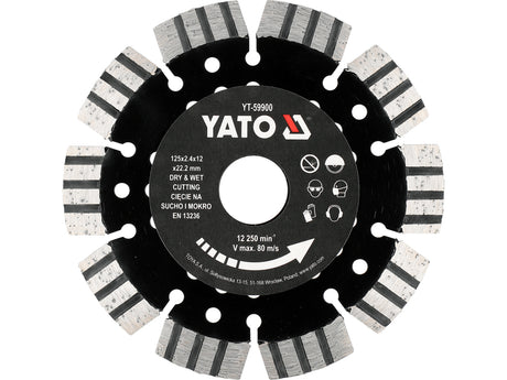DIAMOND BLADE FOR CUTTING REINFORCED CONCRETE 125X12X22.23MM (YT-59900)