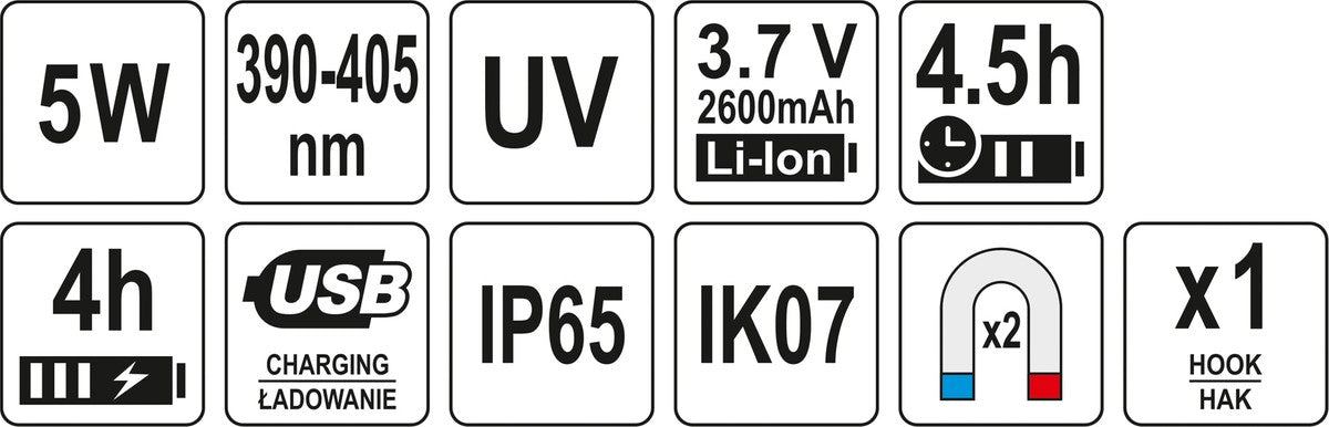 WORKSHOP LAMP UV 5W, IP65, IK07 (YT-08500)