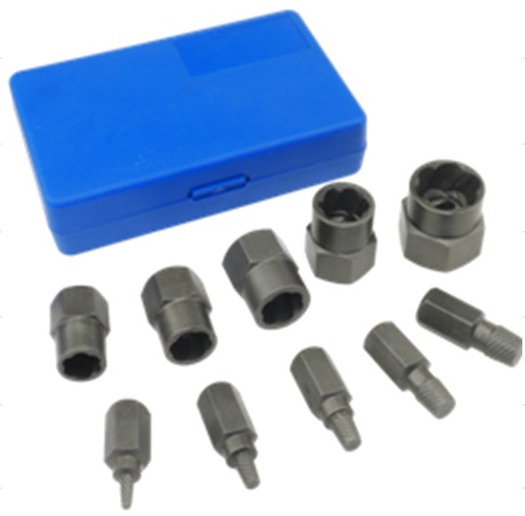 BOLT EXTRACTOR AND SOCKET SET FOR DAMAGED BOLTS 10 PCS. (5267BS)