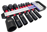 SET OF IMPACT SOCKETS LONG AND SHORT | 12.5 MM (1/2") | 10-36 MM | 14 PCS. (SK1214)