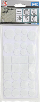 FELT PADS SET | WHITE | 64 PCS. (80701)