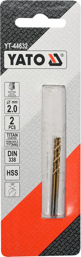 TWIST DRILL BIT HSS-TIN 2 MM - 2 PCS (YT-44632)