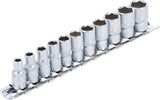 SOCKET SET, HEXAGON | 6.3 MM (1/4") DRIVE | INCH SIZES | 11 PCS. (2433)