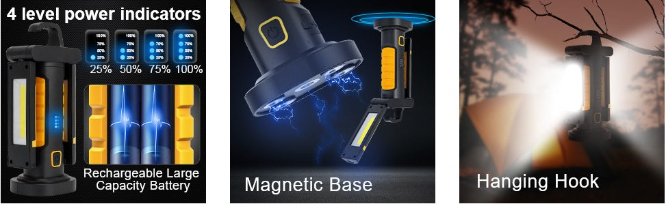 WORK LAMP RECHARGEABLE | COB CHIP + CREE XPG | 2 COB | 1200 LM (PWL2M)