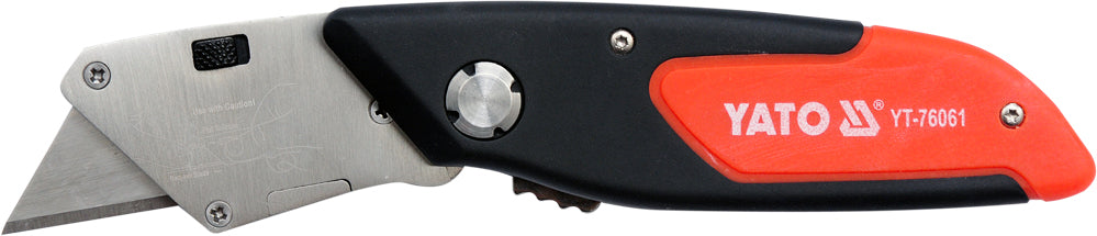 UTILITY KNIFE WITH TRAPEZOIDAL BLADES, RUBBERIZED (YT-76061)