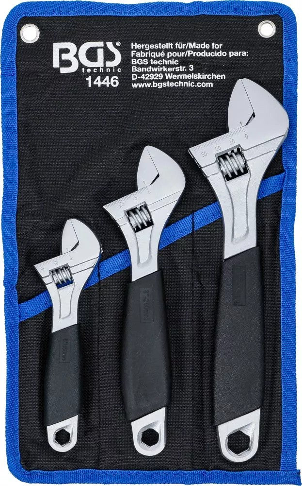 ADJUSTABLE WRENCH WITH SOFT RUBBER HANDLE | 3 PCS. (1446)