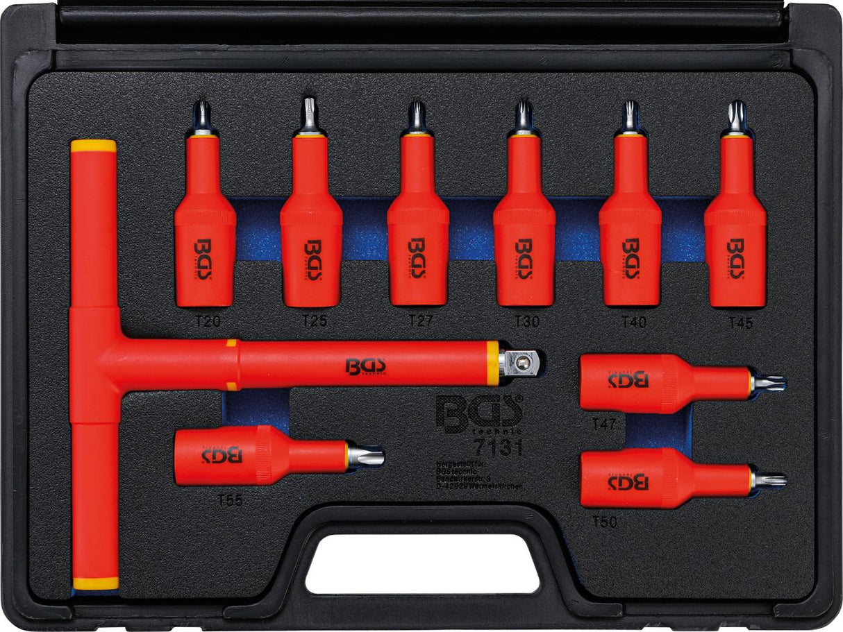 VDE BIT SOCKET SET | 12.5 MM (1/2") DRIVE | T-STAR (FOR TORX) T20 - T55 | 10 PCS. (7131)