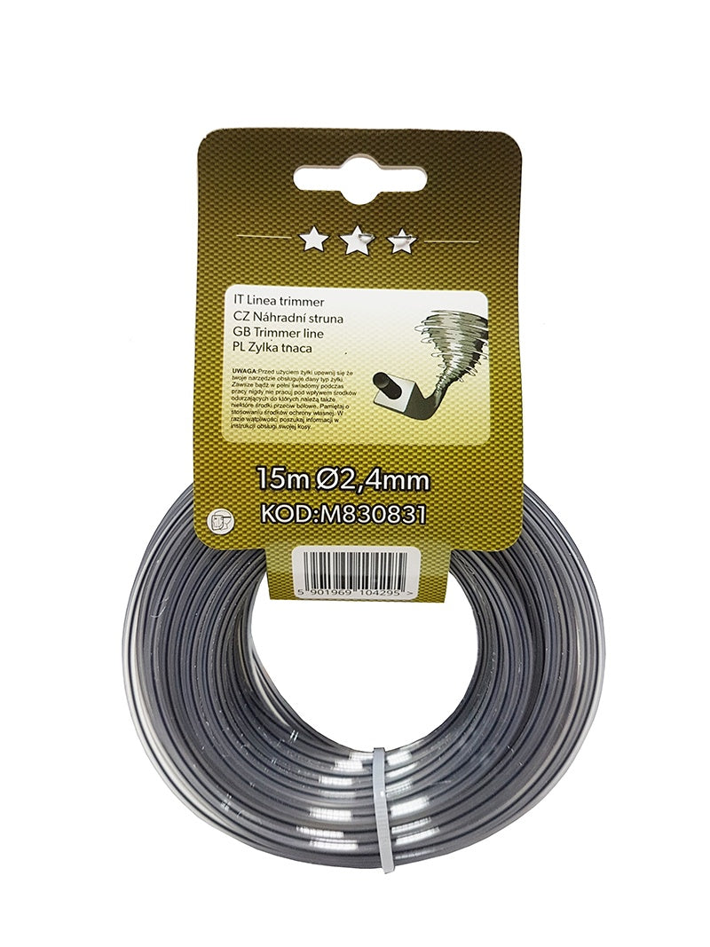 TRIMMER LINE FOR GRASS | SQUARE / REINFORCED | 2.4 MM X 15 M (M830831)