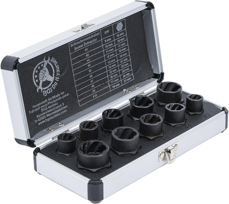TWIST SOCKET SET (SPIRAL PROFILE) / SCREW EXTRACTOR | 10 MM (3/8") DRIVE | TWIST TYPE 9-19 MM | 10 PCS. (20210)