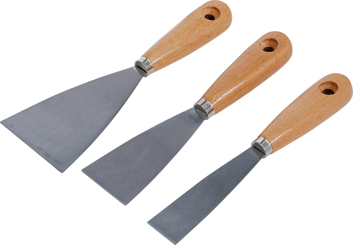 PUTTY KNIFE SET | WOODEN HANDLE | 30 / 50 / 80 MM | 3 PCS. (85218)