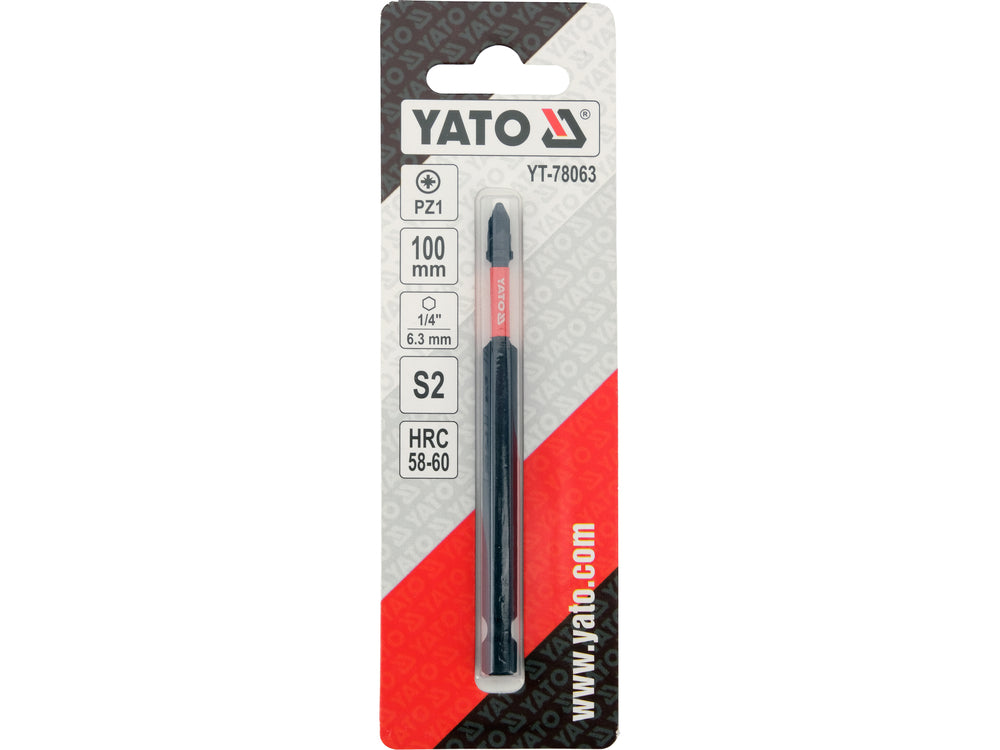 IMPACT BIT 100 MM LONG | 1/4" | PZ1 | 1 PC (YT-78063)